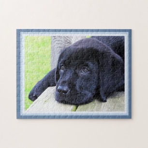Black Labrador Cute Puppy Dog 11 x 14 Hondenliefhe Legpuzzel