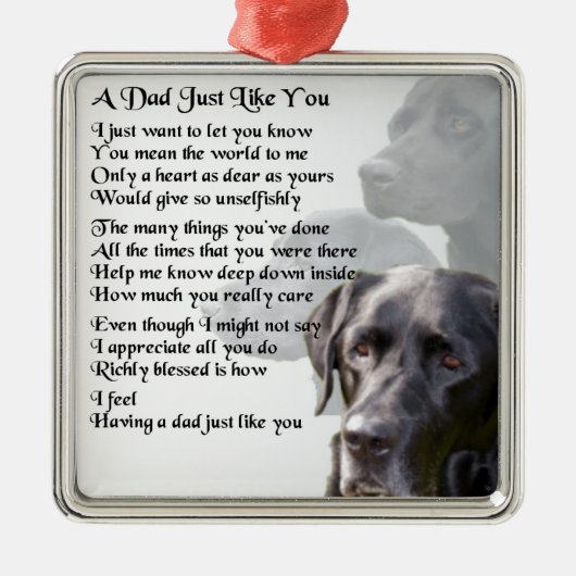 Black Labrador Dad Poem Metalen Ornament (Voorkant)