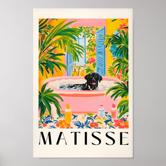 Black Labrador Dans La Baignoire, Drôle Poster De (Devant)
