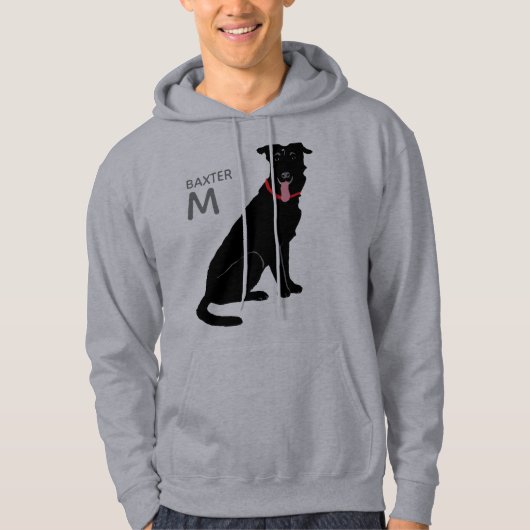 Black Labrador Dog Monogram Name Initiaal Hoodie (Voorkant)