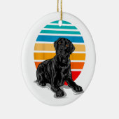 Black Labrador dog sunset  retro style blac Keramisch Ornament (Rechts)