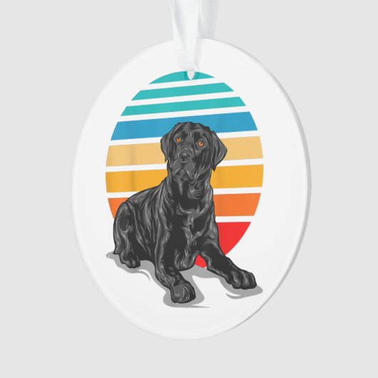 Black Labrador dog sunset retro style blac Ornament (voorkant)