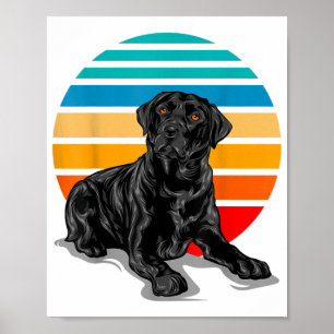 Black Labrador dog sunset  retro style blac Poster