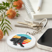 Black Labrador dog sunset  retro style blac Sleutelhanger (Voorkant Rechts)