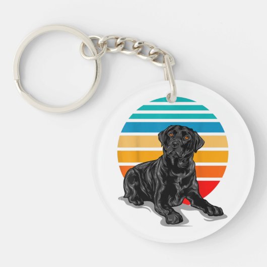 Black Labrador dog sunset  retro style blac Sleutelhanger (Voorkant)