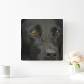 Black Labrador Dog Vierkante Klok (Huis)