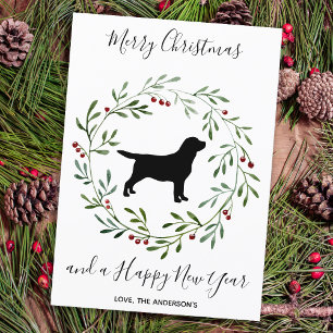 Black Labrador Elegant Dog Merry Kerstmis Feestdagenkaart