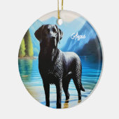 Black Labrador en Lake Keramisch Ornament (Links)