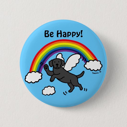 Black Labrador Guardian Angel (Rainbow Bridge) Ronde Button 5,7 Cm (Voorkant)