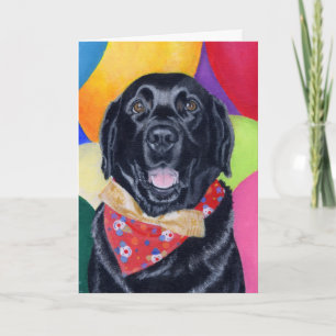 Black Labrador Happy Birthay Painting Kaart