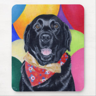 Black Labrador Happy Birthay Painting Muismat