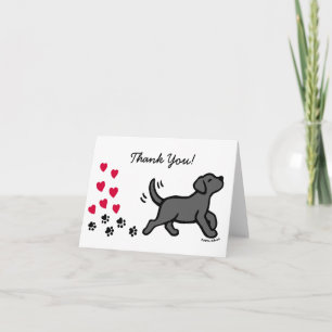 Black Labrador Hearts Carte de remerciements