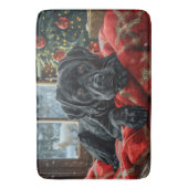 Black Labrador Hond Kerstfeest Badmat (Voorkant Verticaal)