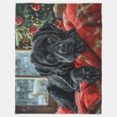 Black Labrador Hond Kerstfeest Fleece Deken (Voorkant)