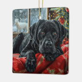 Black Labrador Hond Kerstfeest Keramisch Ornament (Links)
