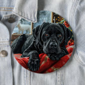 Black Labrador Hond Kerstfeest Ronde Button 6,0 Cm (In situ)