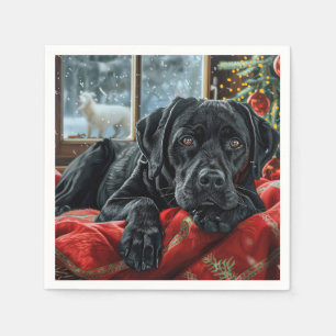 Black Labrador Hond Kerstfeest Servet
