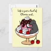 Black Labrador & Ice Cream Sundae Briefkaart (Voorkant / Achterkant)