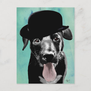Black Labrador in Bowler Pet Briefkaart