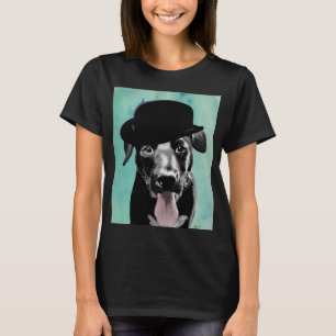 Black Labrador in Bowler Pet T-shirt