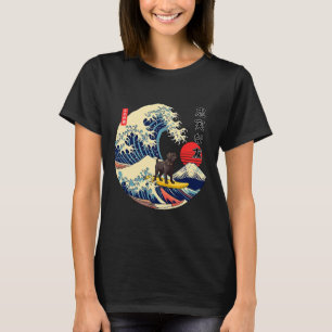 Black Labrador Japanese Kanagawa Wave Surf Loyal D T-shirt