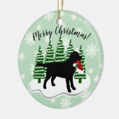 Black Labrador-kerstEvergreen Snowflakes Keramisch Ornament (Links)