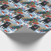Black Labrador Kerstfeest Sneeuwscène Cadeaupapier (Hoek)
