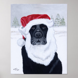 Black Labrador kerstkerstkerstwerk Poster