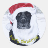 Black Labrador kerstkerstman Ronde Sticker (Voorkant)