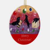 Black Labrador Kerstmis Keramisch Ornament (Rechts)