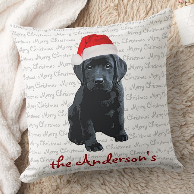 Black Labrador-kerstpuppy Kussen (Creator heeft geüpload)