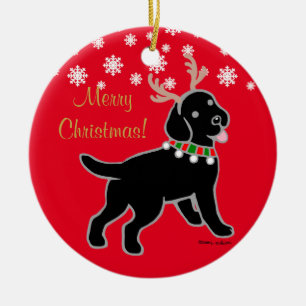 Black Labrador-kerststrijders Keramisch Ornament