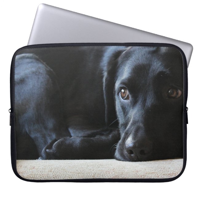 Black Labrador Laptop Sleeve (Voorkant)