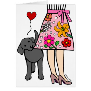 Black Labrador & mam's Skirt Cartoon