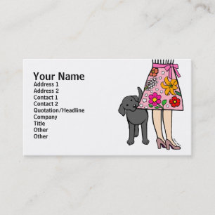 Black Labrador & mam's Skirt Cartoon Visitekaartje