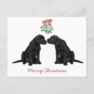 Black Labrador Mistletoe Cute Dog Puppy Feestdagenkaart
