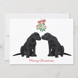 Black Labrador Mistletoe Cute Dog Puppy Feestdagenkaart