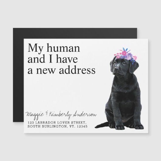 Black Labrador New Address Dog Moving Announance (Voorkant / Achterkant)