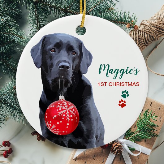 Black Labrador Personalized Cute Dog Kerstmis Keramisch Ornament