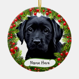 Black Labrador Pet Dog Wreated Ceramic Ornament