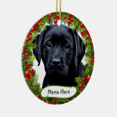 Black Labrador Pet Dog Wreath Ornement en céramiqu (Droite)