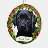 Black Labrador Pet Dog Wreath Ornement en céramiqu (Gauche)