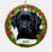 Black Labrador Pet Dog Wreath Ornement en céramiqu (Dos)
