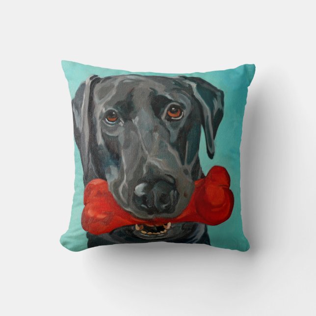 Black Labrador Pillow Kussen (Voorkant)