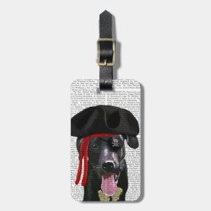 Black Labrador Pirate Bagagelabel