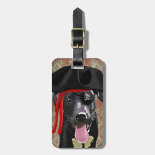 Black Labrador Pirate Dog Bagagelabel