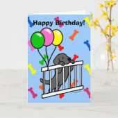 Black Labrador Puppy Cartoon Kaart (Gele Bloem)