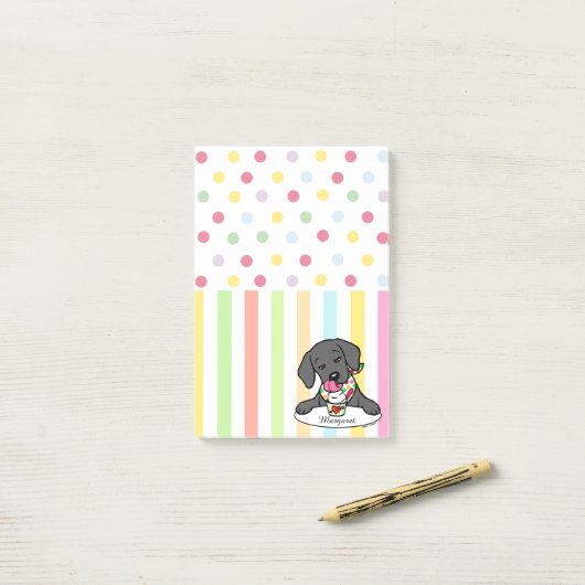 Black Labrador Puppy Ice Cream Memo Post-it® Notes (Op bureau)