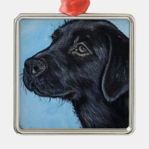 Black Labrador Puppy Painting Metalen Ornament