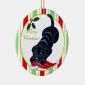 Black Labrador Puppy & Santa Hat Kerstmis Keramisch Ornament (Rechts)